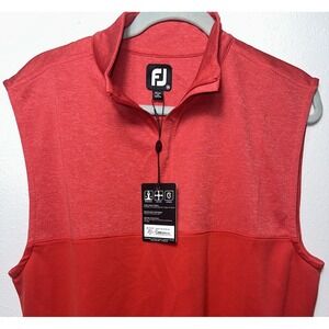 New FootJoy FJ Heather Yoke‎ 1/2 Zip Vest Red Medium Performance Stretch Golf